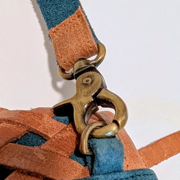 Anabaglish Teal Suede Leather Boho Purse - Picture 6 of 13